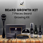 SELZALOT Beard Growth Kit Facial Hairs Men's Grooming Set 7 Pieces Beard Products with Oil, Serum, Balm, Shampoo, Comb, Brush and Hand Beard Care Kit for Men Men Self Care