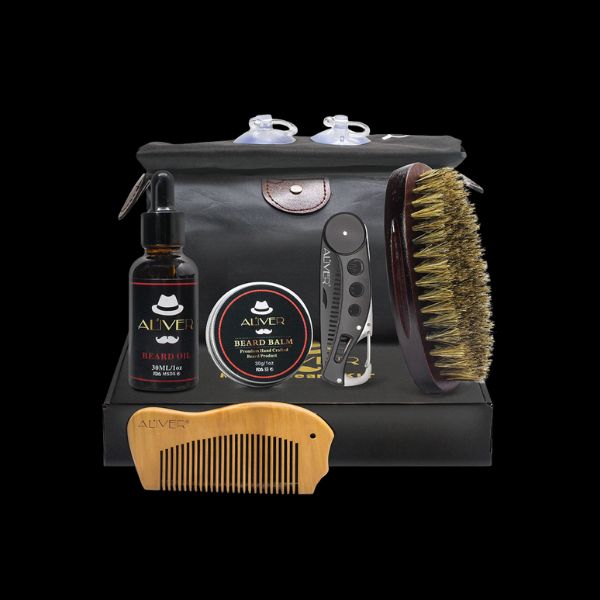 Man Hair Beard Shaving Set Bathroom Tool Brush Comb Shaving Scissors Clean Styling Set