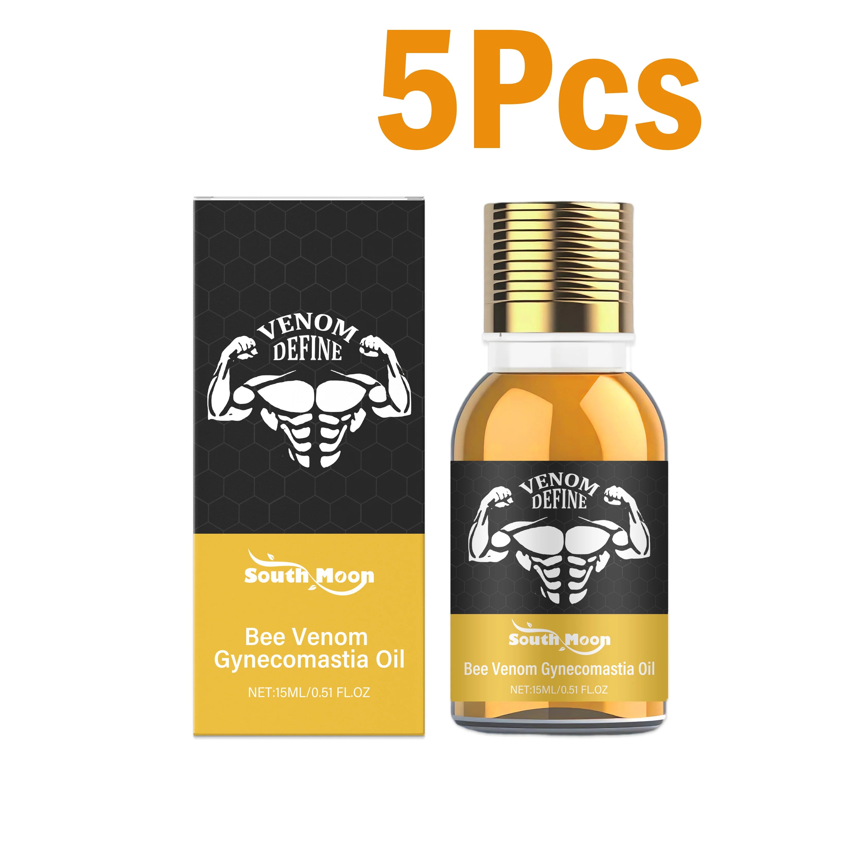 Men's Bee Venom Gynecomastia Oil Chest Firming Sculpting Cooling & Non-Greasy Chest Shaping Massage Oil for Men Skin Care