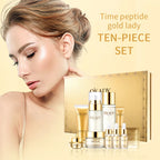 Oupe Time Peptide Gold Noblewoman Ten-Piece Set Hydrating and Moisturizing Skincare Kit Nourishing and Repairing Cosmetics Brightens Skin Tone Nourishes Skin Unisex Suitable for Sensitive Skin Deep Hydration Gift Box Essentia