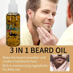 GZE 3-in-1 Beard Oil for Care - Moisturizes Beard & Conditions Skin - Eliminates Flakes - For Men with Short or Long Facial Hair