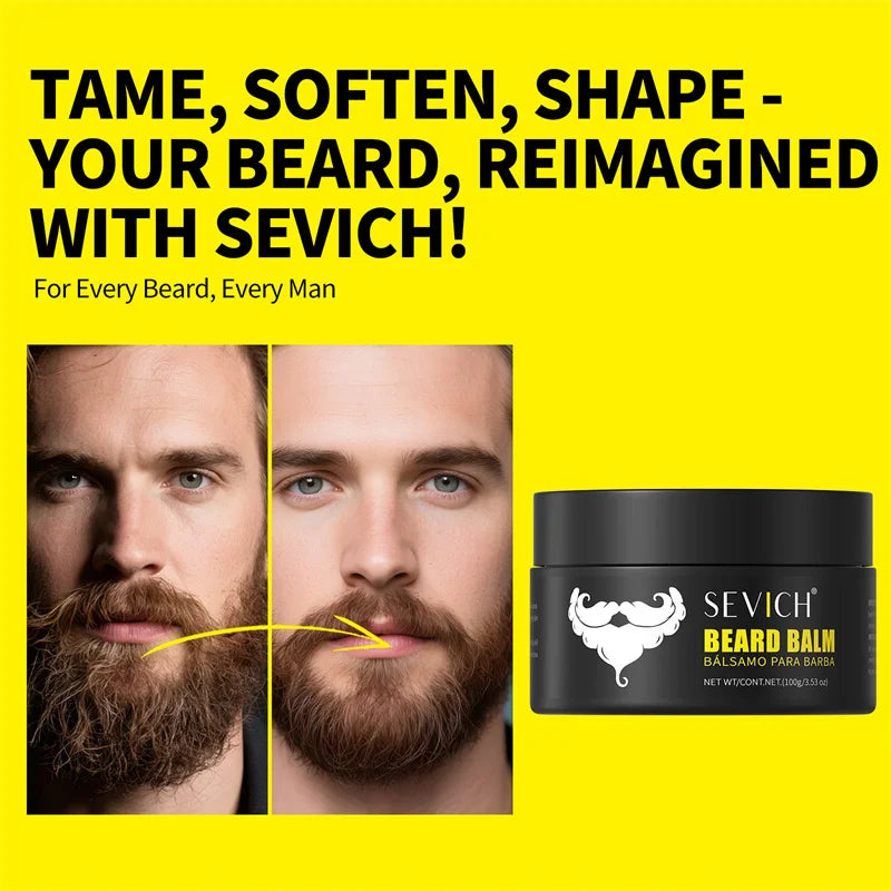 SEVICH Natural Beard Balm Wax Beard Growth Oil for Men Moisturizing Smoothing Beard Styling Professional Care Cream Skin Care