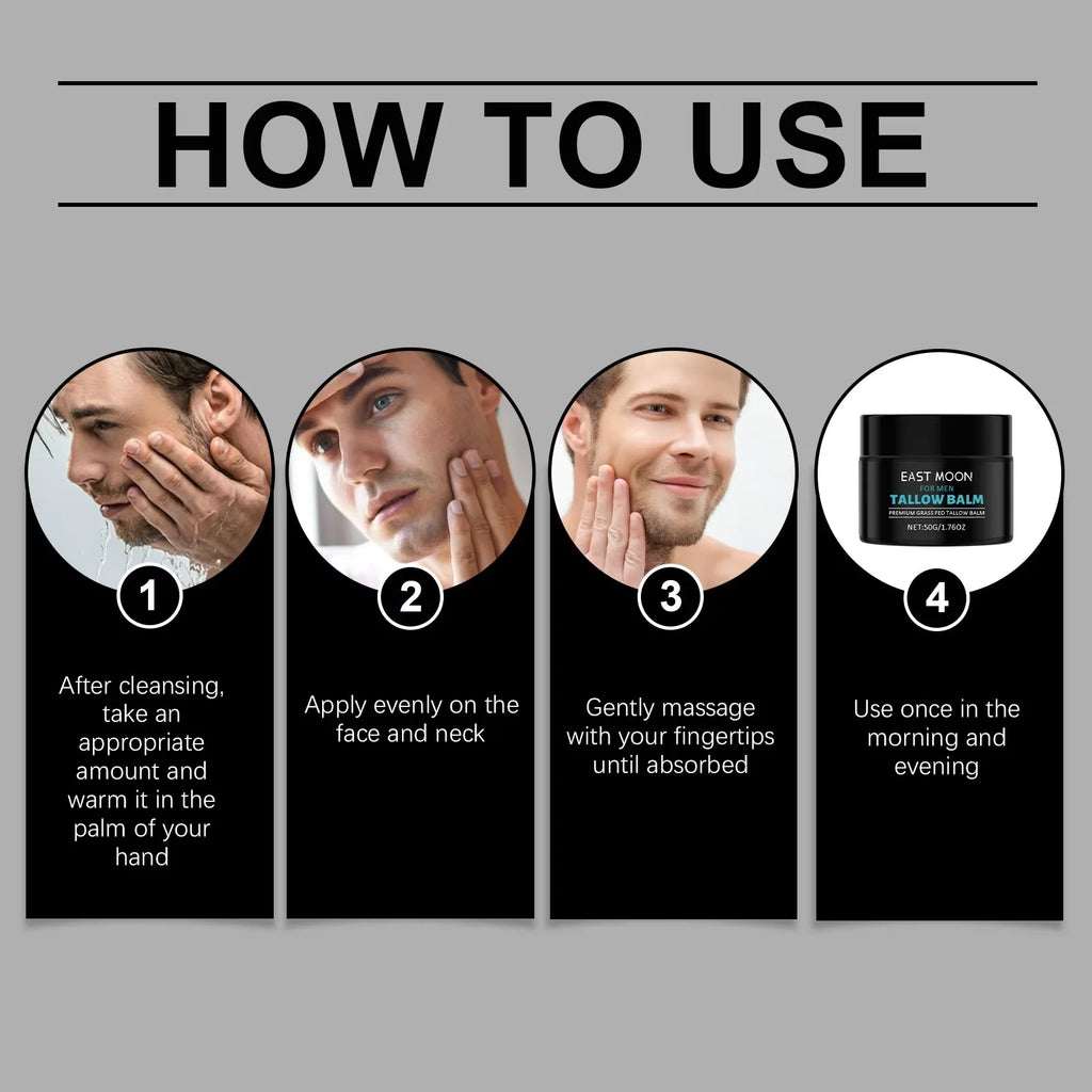 Tallow Facial Care Balm for Man Nourish Dry Improve Elasticity Remove W-rinkle Oil Control Glowing Skin Face Moisturizer Creams