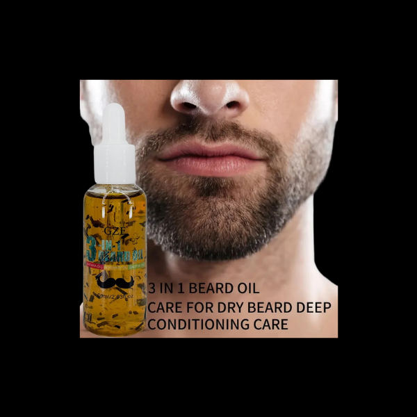 GZE 3-in-1 Beard Oil for Care - Moisturizes Beard & Conditions Skin - Eliminates Flakes - For Men with Short or Long Facial Hair