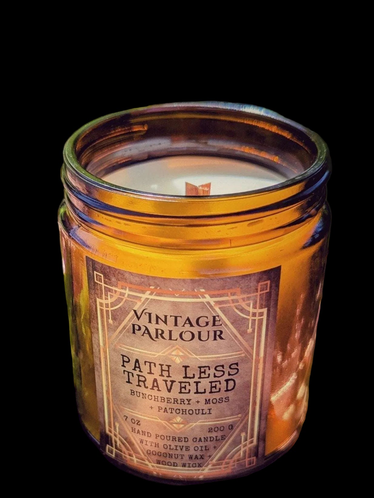 Vintage Wooden Wick Candle – Art Deco 1920s Inspired Scented Candle Gift